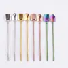 Conjunto de colher com canudo de aço inoxidável 304 colorido para chá mate, colher com filtro de chá, colher para bebidas, colher de melancia com canudo