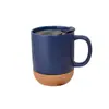 Caneca de Cerâmica com Base de Cortiça Caneca com Base de Cortiça Cerâmica com Tampa Fosca Caneca de Presente 350ML Copo em Estoque com Isolamento