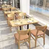Mesa y Sillas de Comedor para Comedor de Empleados Mesas y Sillas de Madera Maciza para Tienda de Té de Leche Mesas y Sillas para Restaurante de Comida Rápida Gourmet de Catering Combinación de Cabina con Sofá