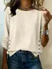 Nueva camiseta de verano transfronteriza de Amazon para mujer 2026, color liso, cuello redondo, casual, corte holgado, top de mezcla de algodón y lino