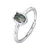 Nuevo anillo de plata S925 con musgo verde, ágata y hierba acuática para mujer, comercio exterior de Amazon, noble deseo, nuevo producto transfronterizo.