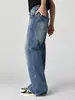 Roupas Masculinas Fengshe / Lançamento Primavera 2026 Nova Moda Americana de Rua Jeans Wide-Leg com Acabamento Pesado Solto Levemente Flare Corte A