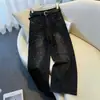 Lazada Primavera y Otoño Más Vendidos Pantalones Rectos Adelgazantes para Mujer Jeans Retro de Color Degradado de Cintura Alta con Pedrería Caliente En Stock