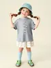 Ropa Infantil Amila 2026 Verano Nuevo Estilo Cuello Contrastante Corbata Niñas Transpirable Ligero Manga Corta