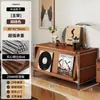 Estante de Canto Vintage de Chão para Discos e Revistas, Armário Lateral Retro para Sofá, Armário de Armazenamento Embutido na Parede