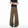Pantalones Casuales de Pierna Recta Populares Transfronterizos para Hombre, Estilo Workwear Americano, Multibolsillos, Corte Holgado, Pantalones Largos 100% Algodón Puro
