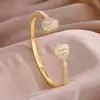 RAKOL Moda Luxo Leve Cobre Incrustado Zircônia Trevo de Quatro Folhas Aberto Ajustável Pulseira Feminina Nicho Toque de Alto Padrão Joia de Mão