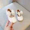 Zapatos de Niña Nuevos de Primavera y Otoño de Estilo Coreano de Moda 2025 de Corte Bajo con Suela Blanda, Zapatos Individuales con Lazo a la Moda, Zapatos de Princesa de Cuero Pequeño