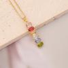 Collar Europeo y Americano Transfronterizo Nuevo Cobre Micro-Pavé Zirconia Corazón Arcoíris Cadena Clavícula Moda Colgante Hoja N1009