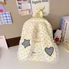 Nova mochila infantil com estampas de corações fofos e estrelas, orelhas de coelho com renda, bolsa escolar pequena casual leve unissex