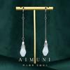 Nuevos pendientes de estilo chino nacional con aguja de plata 925 de imitación de jade hetiano y orquídea, estilo Hanfu, sencillos y modernos, con gancho para la oreja que combina con todo.