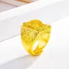 Anel Masculino Calemi Dragão Bullying Ouro Vietnamita Banhado a Ouro Anel de Dragão Auspicioso Latão Impresso Banhado a Ouro Anel Aberto Dragão