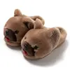 Pantuflas Mujer Otoño Invierno Nuevas Pantuflas de Casa de Interior Cálidas Lindas Perro Felpa Moda Pantuflas de Mujer Pantuflas Peludas
