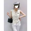 2025 Nuevo Verano Estilo Coreano Delgado Chaleco Negro Pequeño Fragante para Mujer Chaleco Exterior para Mujer Chaleco sin Mangas Top