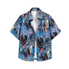 Camisa Floral Hawaiana de Manga Corta Unisex Camisa de Playa con Mangas de Tres Cuartos Talla Grande Atuendo de Pareja para Vacaciones en la Playa Camisa Floral