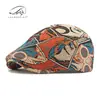 Nuevo Sombrero Boina para Mujer Otoño/Invierno Estilo Étnico Personalizado Jacquard Retro Boina Pico de Pato Gorra Adelantada