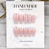 10 Peças de Unhas Francesinhas com Linhas Codificadas, Adesivos de Unha Brancos em Formato de Amêndoa, Unhas Usáveis com Cravação Manual de Diamantes