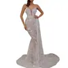 2027 Comercio Exterior Europeo y Americano Nueva Ropa para Mujer Ebay Amazon Transfronterizo Sexy Escote en V Plateado con Relieve Vestido Sexy sin Tirantes
