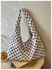 Bolso de Hombro Nuevo Estilo Coreano Ins de Puntos Negros y Blancos 2025 para Mujer, Bolso de Mano Versátil de Moda, Bolsa de Compras con Diseño Único