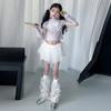Traje de verano para niñas 2025 Nueva Moda Moda para niñas estilo coreano Traje de falda con velo a la moda Moda Ropa infantil transfronteriza