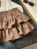 Minifalda de gamuza con volantes estilo vintage francés para mujer, nueva de otoño, de cintura alta, adelgazante, línea A, falda de capas tipo pastel