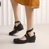 48 Zapatos de Mujer con Correa de Viaje para Primavera y Otoño con Banda de Talla Grande 40 Zapatos de Comercio Exterior Nuevo Cuadrado Tacón Medio Zapatos de Vestir con Blanco y Negro