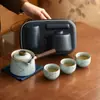 Tetera de Cerámica Tianqing Ru Kiln con Rama de Flor de Ciruelo y Diseño de Clavo, Juego de Té de Viaje, Kit Portátil para Beber Té