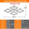 Lámpara de ventilador de cristal cuadrada, silenciosa, viento fuerte para comedor hogar