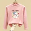 Ropa interior base con forro de forro polar para niña para otoño e invierno 2026, nuevo estilo, top de cuello alto medio para niños, camiseta de manga larga para usar en capas en otoño e invierno