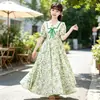 Vestido de Verano para Niñas Estilo Resort Moda Elegante Vestido Floral para Niños Medianos y Mayores Ropa de Verano Casual Fresco Falda Larga