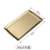 Placa de barbacoa de acero inoxidable estilo coreano 304, rectangular, engrosada, dorada, plato de fondo plano, bandeja para servir, plato para bistec, fábrica