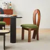 Silla de Madera Maciza Retro Francesa Silla de Comedor Diseñador de Hogar Estilo Medieval Wabi-Sabi Silla Respaldo de Silla Mesa de Comedor de Restaurante Silla Sirena
