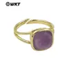 WT-R522 polvo de gema cuadrada de color cristal brillante multicolor opcional anillo para uso diario joyería para niñas