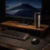 Soporte para monitor, elevador de escritorio, color nogal, organizador de teclado estilo ejecutivo, almohadilla elevadora para pantalla de escritorio