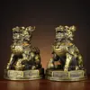 Par de Adornos de Unicornio de Cobre para el Hogar, Sala de Estar, Oficina, Adornos de Tamaño Grande, Regalos, Unicornio de Fuego de Latón, Unicornio de Riqueza y Prosperidad