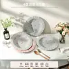 Novos Pratos e Tigelas de Cerâmica Colorida Sob Esmalte para Uso Doméstico, Conjunto de Louça de Cerâmica Estiloso e Esteticamente Agradável, Tigelas e Colheres para Sobremesa