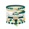 Pulsera de Rugby Transfronteriza Europea y Americana de Gran Venta Accesorios de Aleación con Goteo de Aceite Corazón de Cristal Estrella de Cinco Puntas Pulsera Elástica de Amistad