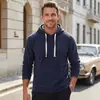 Sudadera con capucha de forro polar cálida para hombre transfronteriza Amazon otoño e invierno talla europea color liso casual holgada con capucha