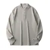 Camiseta de manga larga estilo "Modal" old money con cuello Henry para hombre, top base informal suelto de peso pesado para otoño