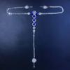 Cadena de pezón de pedrería azul nueva europea y americana sin perforación Set Cadena corporal Accesorios de club para mujer Cadena corporal