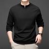 Suéter Masculino de Lã Dupla Face Manga Longa Outono e Inverno Zíper Pequeno Gola Redonda Simples Quente Camiseta Básica Masculina