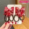 Acessórios de Cabelo de Ano Novo Tiara de Laço para Meninas Peruca Estilo Chinês para Bebê Trança Cabelo Infantil Gancho de Cabelo Vermelho Festival do Meio Outono Dinastia Han
