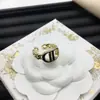 Anillo Ajustable Dior/Dior Best-Seller Transfronterizo Letra Cd para Mujer, Anillo Abierto de Latón Vintage Abeja Lujo Ligero Europeo y Americano