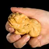Adorno de Pixiu de Moneda de Cobre de Madera de Ciprés, Pieza de Mano de Pixiu de Bestia Auspiciosa Tallada en Madera Maciza para Atraer Riqueza y Tesoro, Portátil para que los Hombres Jueguen con