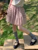 En Stock, Fotos Reales: Falda Retro de Terciopelo con Lunares Rosa Humo Estilo Coreano para Mujer, Falda Corta Dulce y Juvenil de Cintura Alta 98862