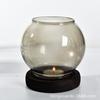 Castiçal Redondo de Vidro Transparente Europeu Jantar à Luz de Velas Zen Retrô Casa à Prova de Vento Capa de Copo para Vela Ornamentos Chineses