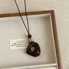 Colgante Minimalista Geométrico Color Café Madera Sintética Collar Largo Tendencia Personalidad Moda Versátil Gargantilla Cadena para Suéter