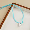 Collar de Cuentas de Semilla Coloridas Hecho a Mano de Venta Caliente Transfronteriza con Colgante de Oso en Degradado, Gargantilla Versátil de Diseño de Nicho para Mujeres
