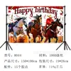 Tela de fondo de cumpleaños de caballos pancarta de fiesta de caballos decoración de fondo de fiesta de cumpleaños accesorios de fotografía poliéster estilo lindo