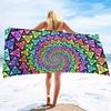 Toalla de playa con estampado geométrico de costura cruzada, toalla de baño para exteriores, toalla deportiva de microfibra